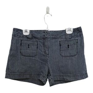 Ann Taylor Loft Blue Striped Cotton Shorts Size 10 Women's